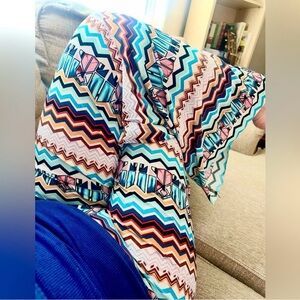 NWT | Boho Chic Chevron Palazzo Pants - Teal & Orchid - Wide Leg M Boutique Yoga